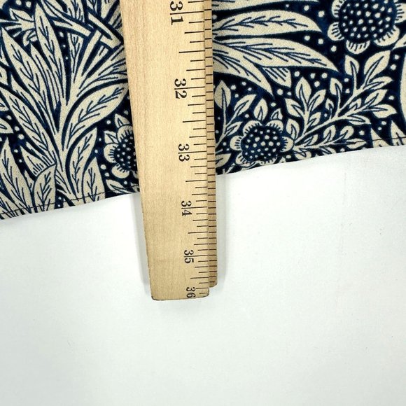 Morris & Co X H&M Dress Womens 3/4 Sleeve Tunic Floral Round Neck Blue Cream 4 - Picture 7 of 11